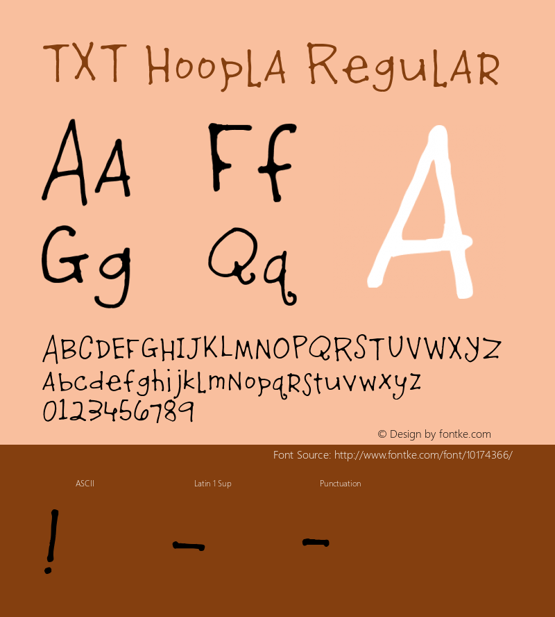 TXT Hoopla Regular Unknown Font Sample
