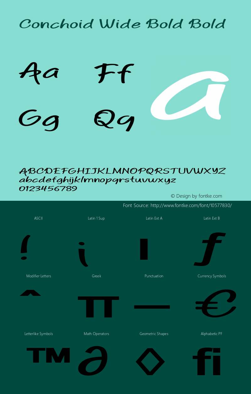 Conchoid Wide Bold Bold Version 1.000 Font Sample