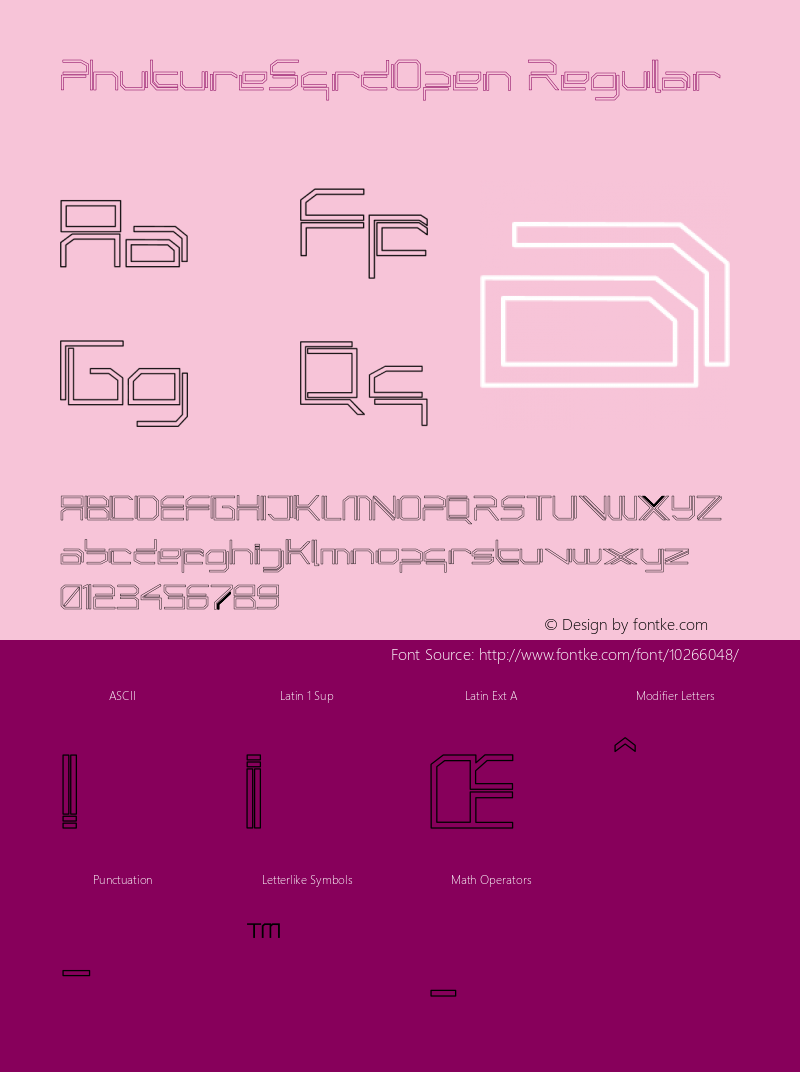 PhutureSqrdOpen Regular 001.000 Font Sample