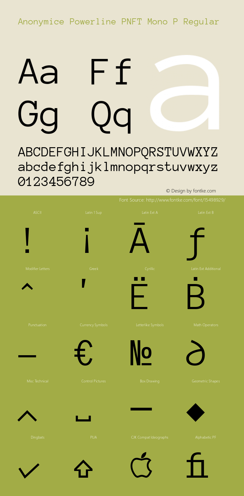 Anonymice Powerline PNFT Mono P Regular Version 1.002 Font Sample