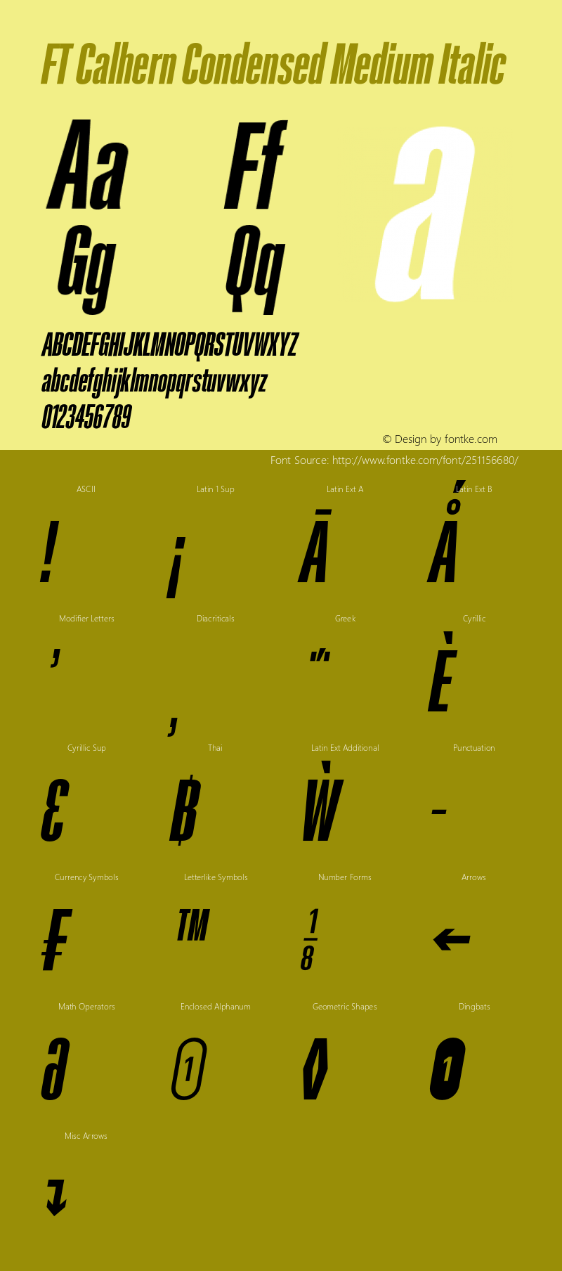 FT Calhern Condensed Medium Italic Version 1.001;Glyphs 3.1.2 (3151)图片样张