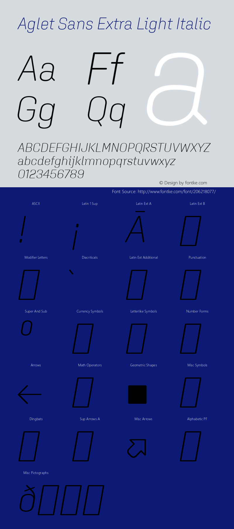 Aglet Sans Extra Light Italic Version 1.002;hotconv 1.0.116;makeotfexe 2.5.65601图片样张