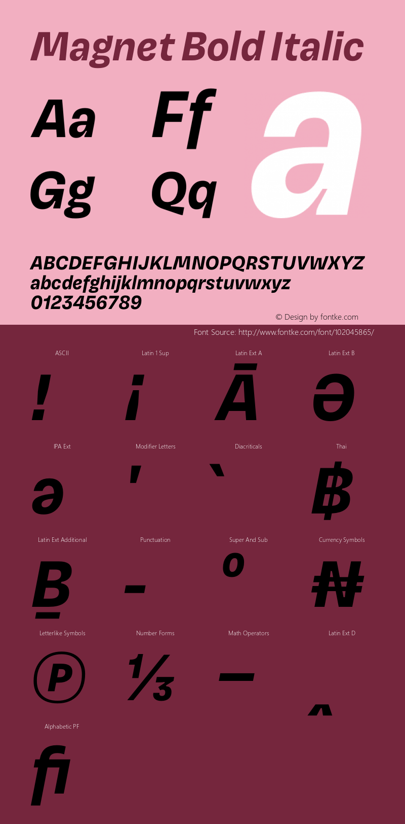 Magnet Bold Italic Version 1.001;PS 1.000;hotconv 16.6.51;makeotf.lib2.5.65220 Font Sample