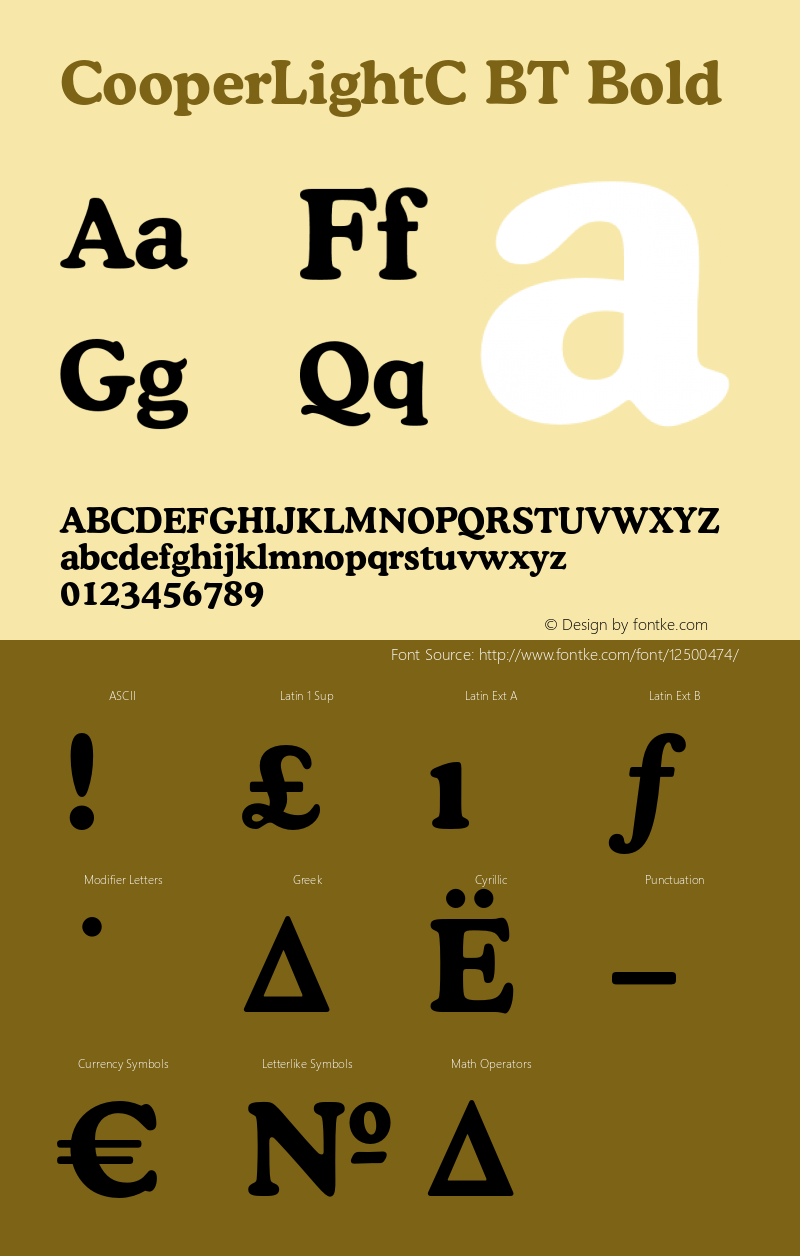 CooperLightC BT Bold OTF 1.0;PS 001.000;Core 116;AOCW 1.0 161 Font Sample