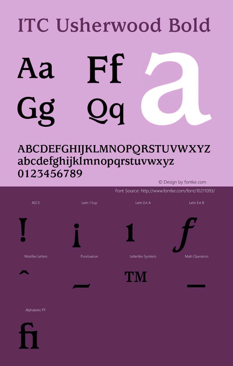 ITC Usherwood Bold 001.000 Font Sample