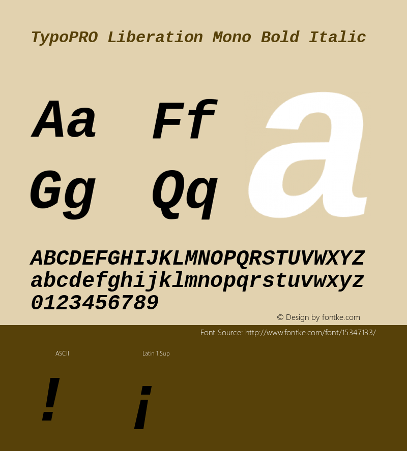 TypoPRO Liberation Mono Bold Italic Version 2.00.1 Font Sample