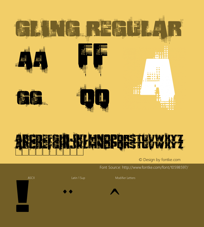 Gling Regular Version 1.00 July 26, 2010, initial release Font Sample