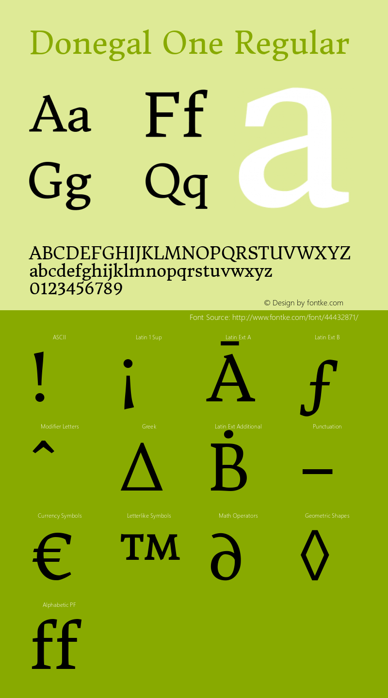 Donegal One Version 1.004 Font Sample