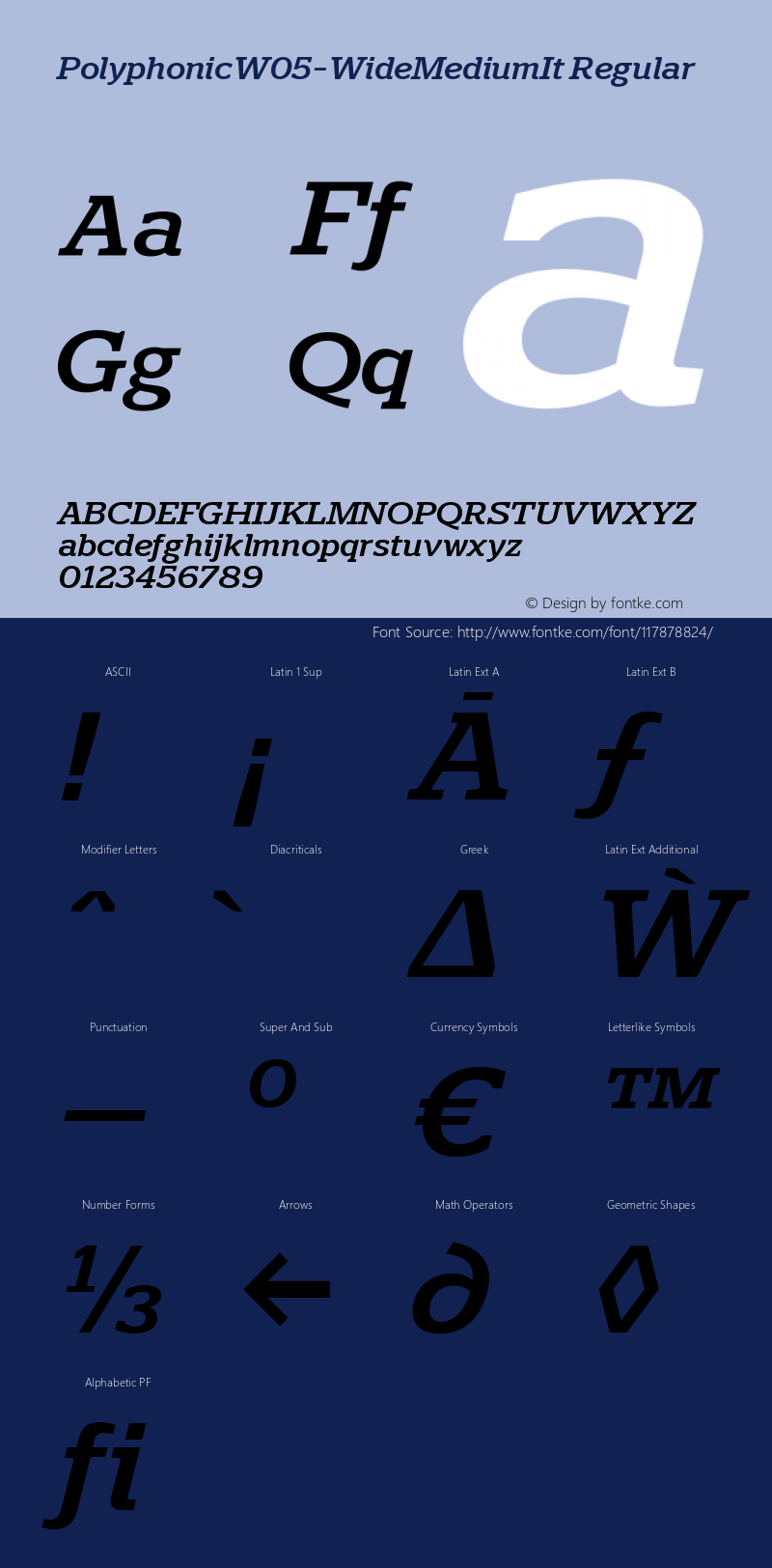 Polyphonic W05 Wide Medium It Version 1.00 Font Sample