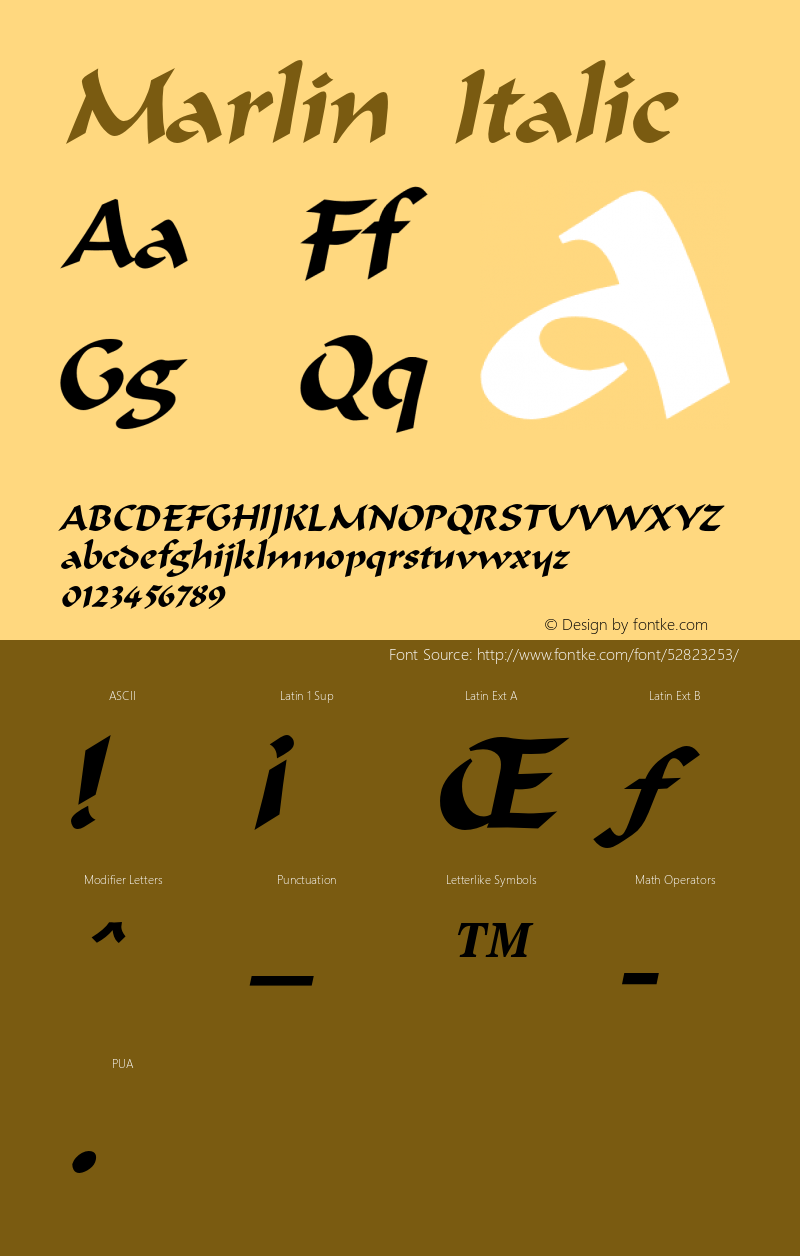 MarlinItalic Altsys Fontographer 4.1 12/22/94 {DfLp-URBC-66E7-7FBL-FXFA} Font Sample