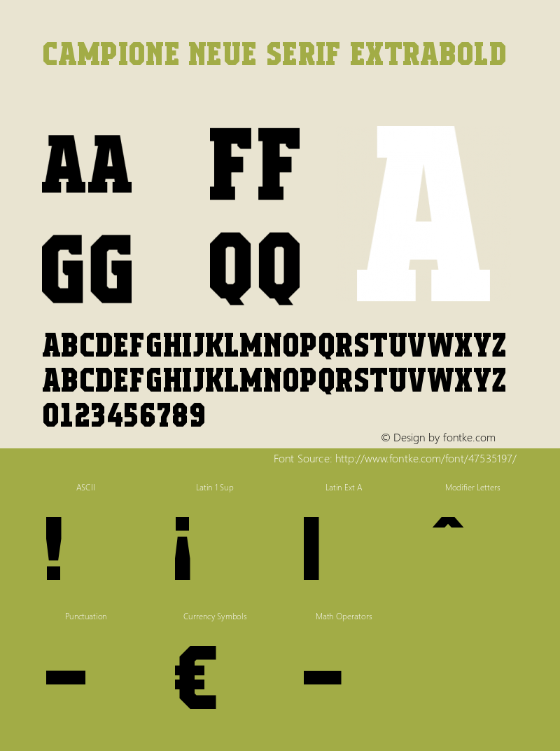 Campione Neue Serif ExtraBold Version 1.000 Font Sample