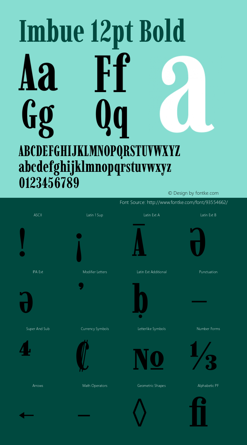 Imbue 12pt Bold Version 1.102 Font Sample