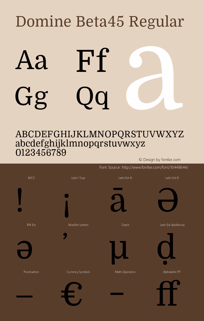 Domine Beta45 Regular Version 0.045 Font Sample