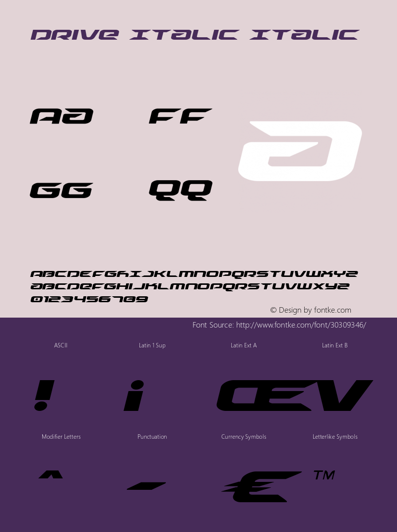 Drive Italic Version 1.2; 2019 Font Sample