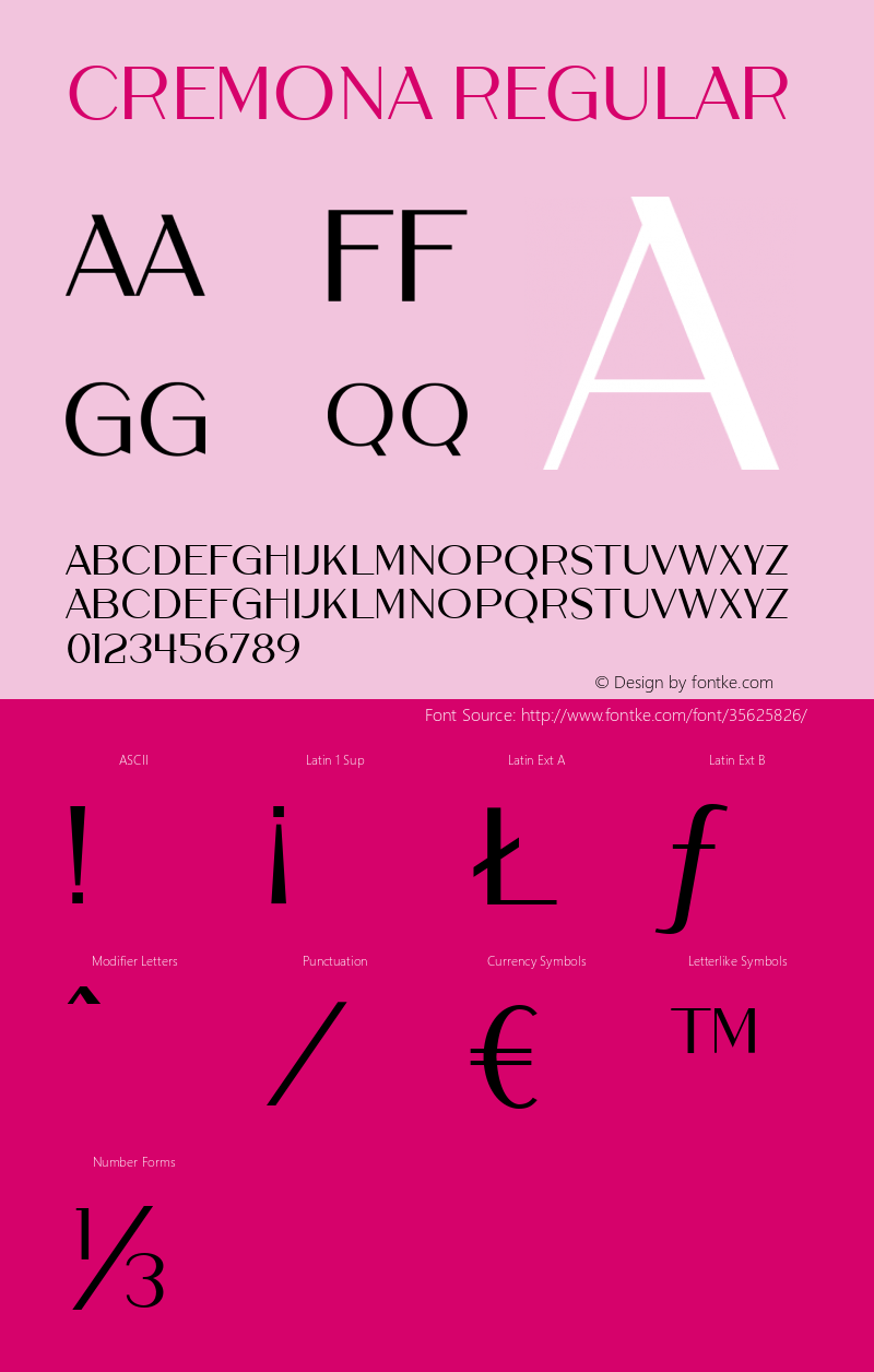 Cremona Regular Version 1.000 Font Sample