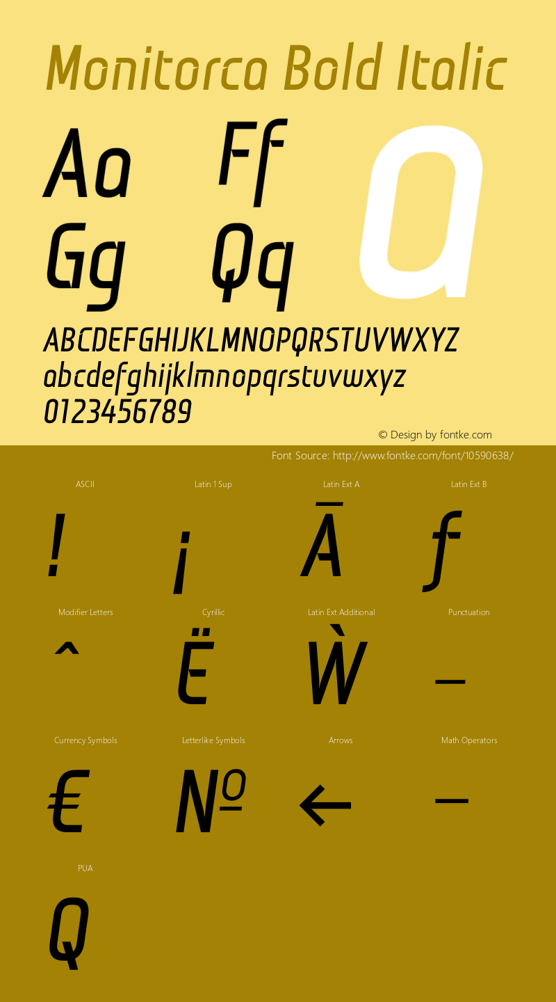 Monitorca Bold Italic 1.0; CC 3.0 BY-ND Font Sample