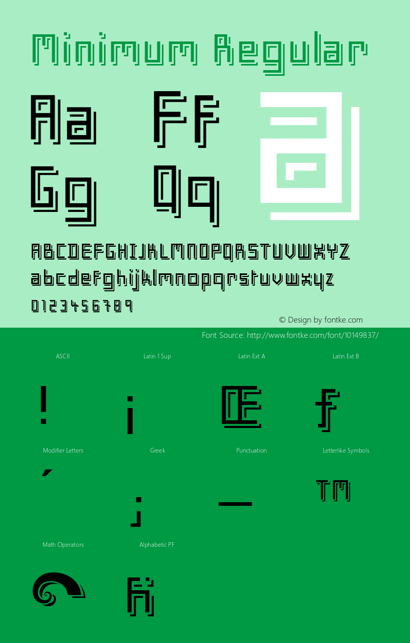 Minimum Regular Version 001.000 Font Sample