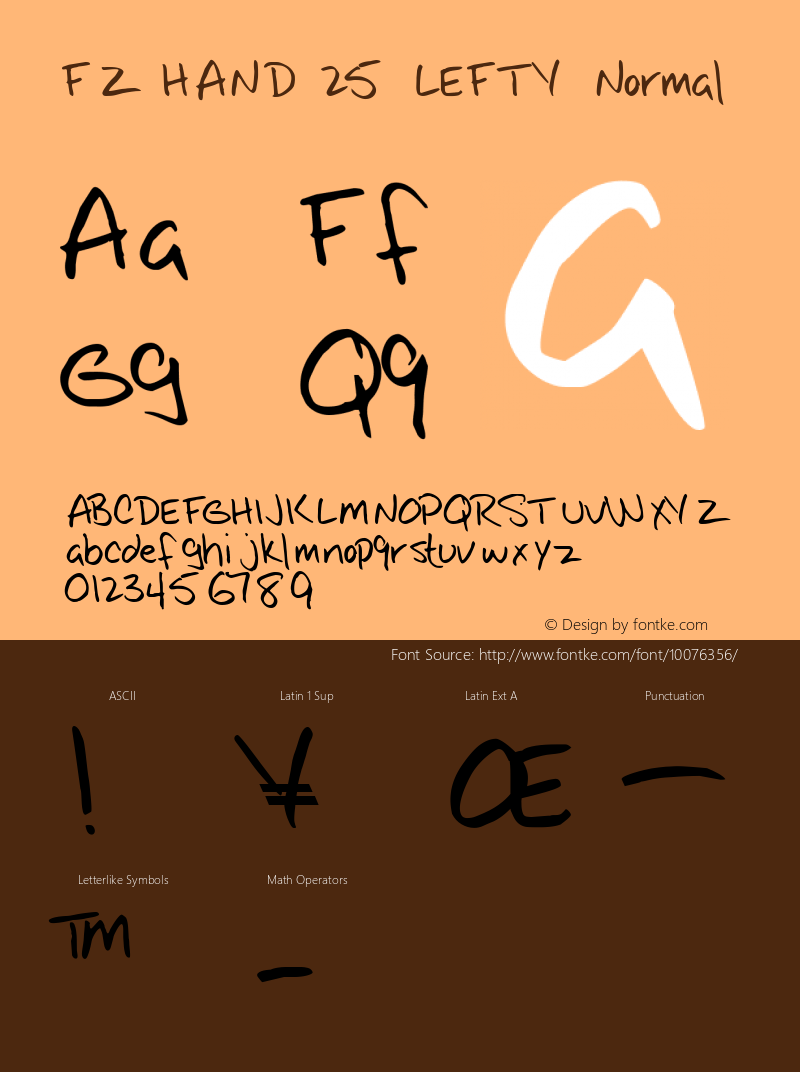 FZ HAND 25 LEFTY Normal 1.000 Font Sample