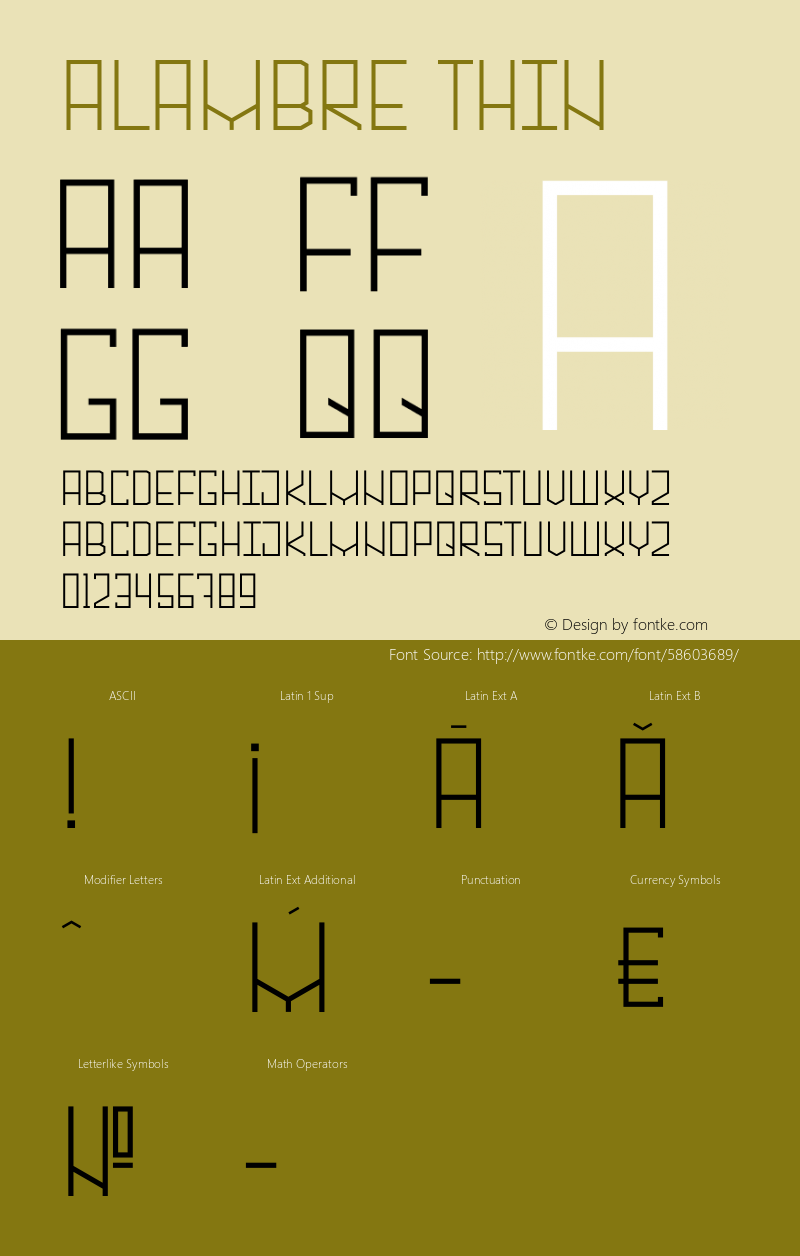 Alambre Thin Version 1.001;Fontself Maker 3.5.1 Font Sample