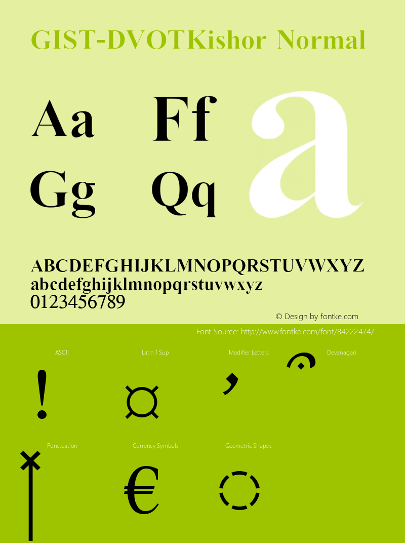 GIST-DVOTKishor Normal 12.00 Font Sample