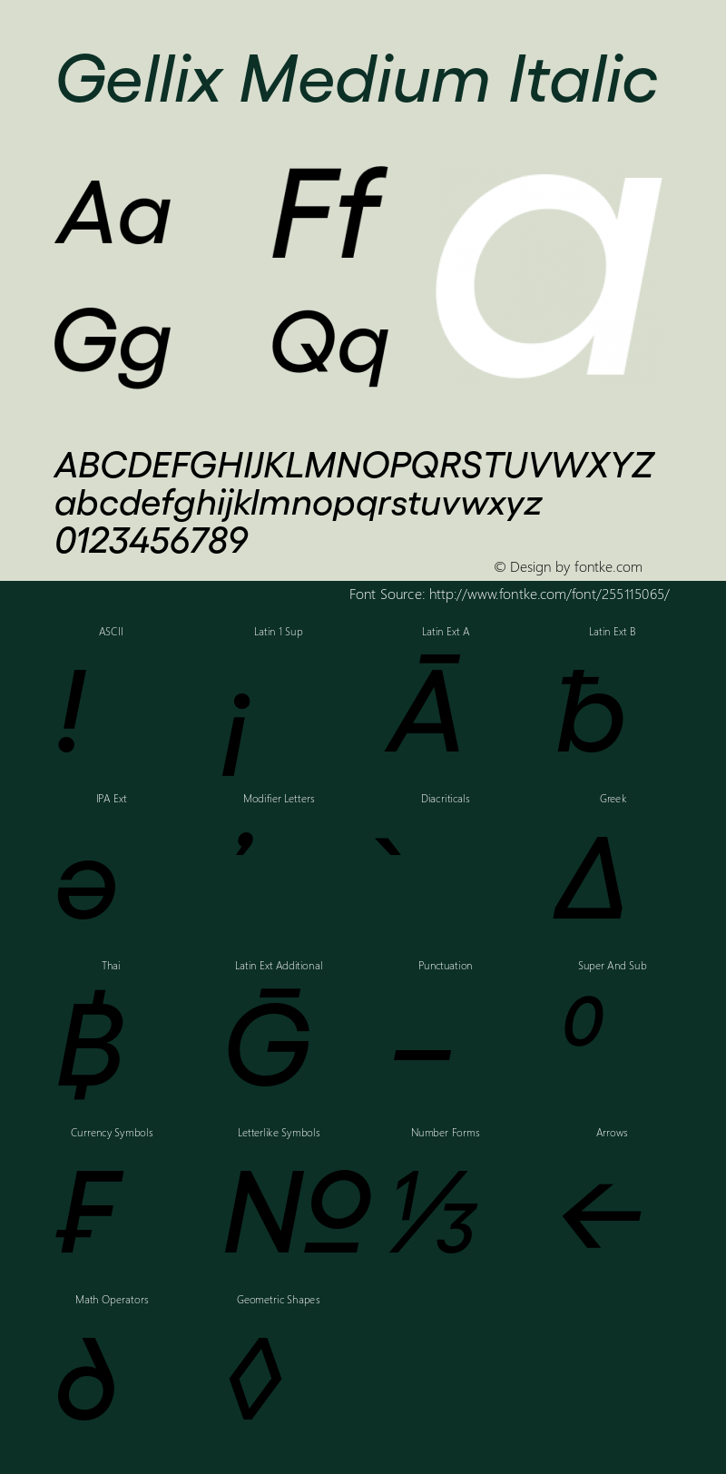 Gellix Medium Italic Version 3.004;Glyphs 3.2 (3213)图片样张