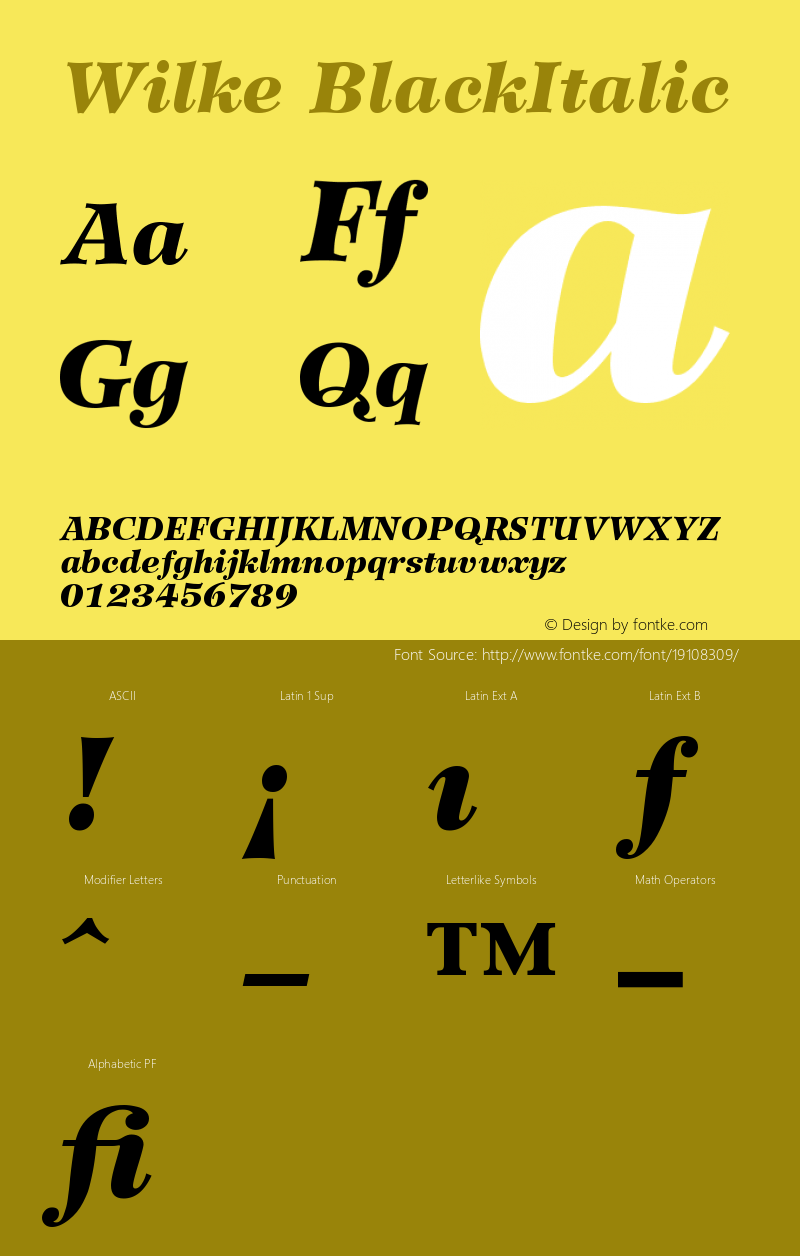 Wilke 96 Black Italic Version 001.000 Font Sample