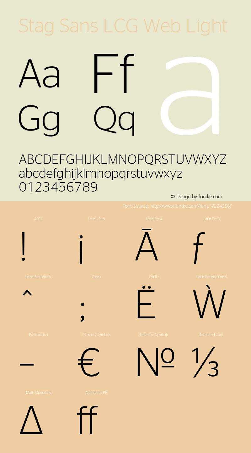 Stag Sans LCG Web Light Version 1.002 2007 Font Sample