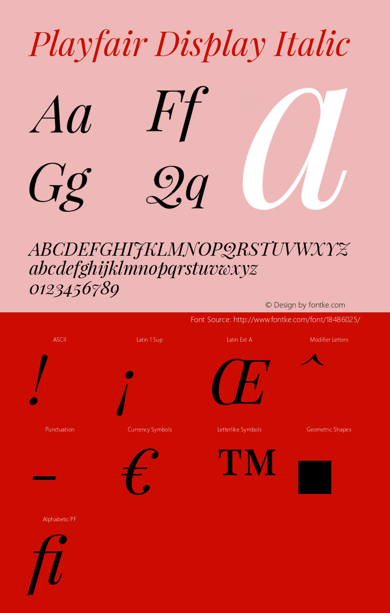 Playfair Display Italic Version 1.004;PS 001.004;hotconv 1.0.70;makeotf.lib2.5.58329 Font Sample