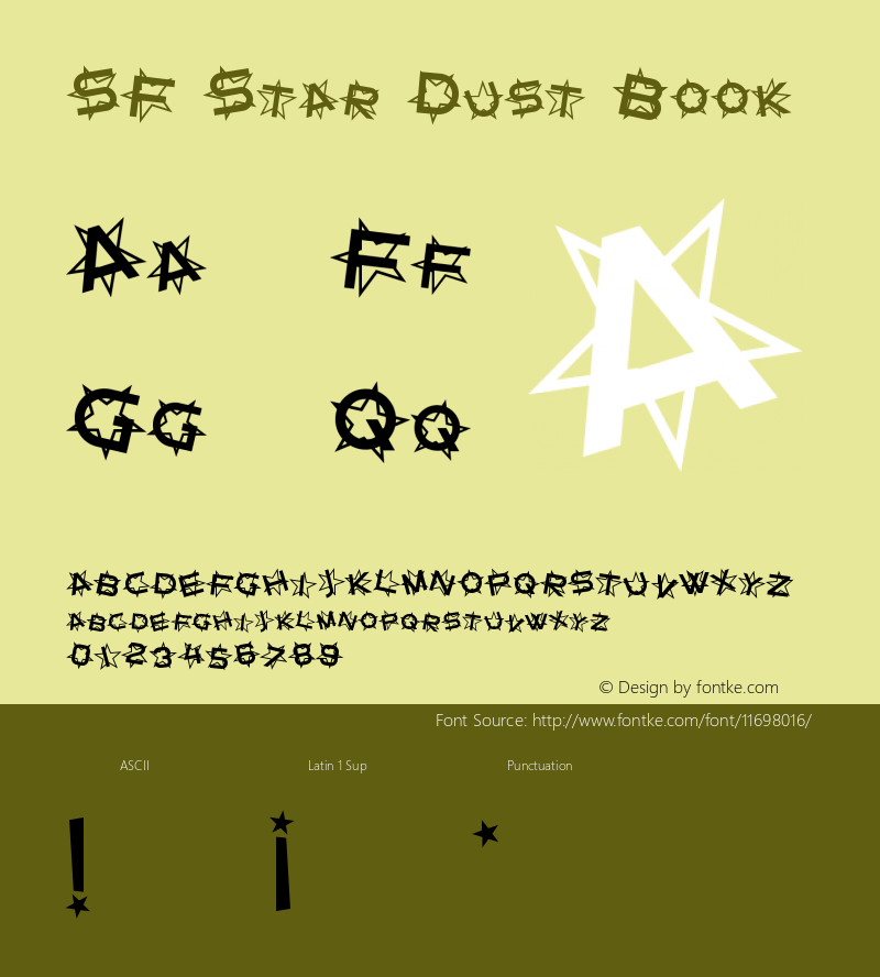SF Star Dust Book Version ver 1.0; 1999. Freew Font Sample