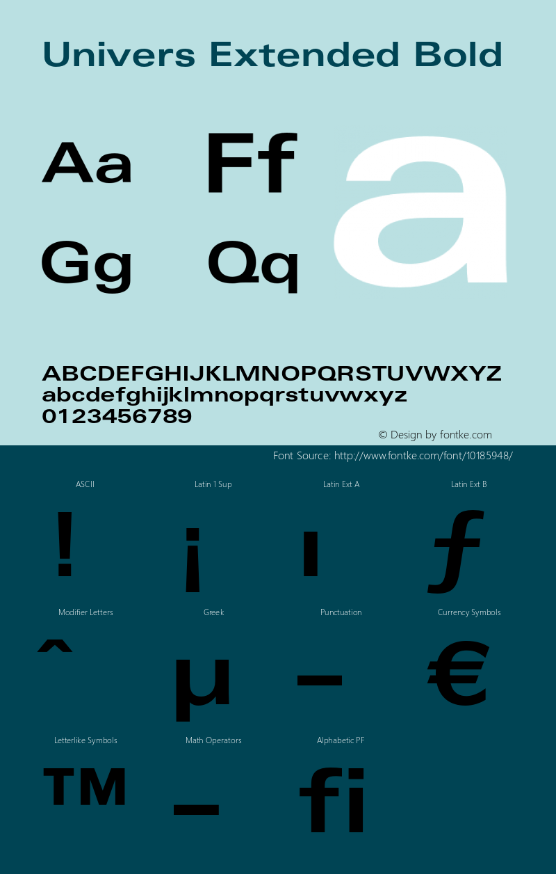 Univers Extended Bold OTF 1.0;PS 001.001;Core 1.0.22 Font Sample