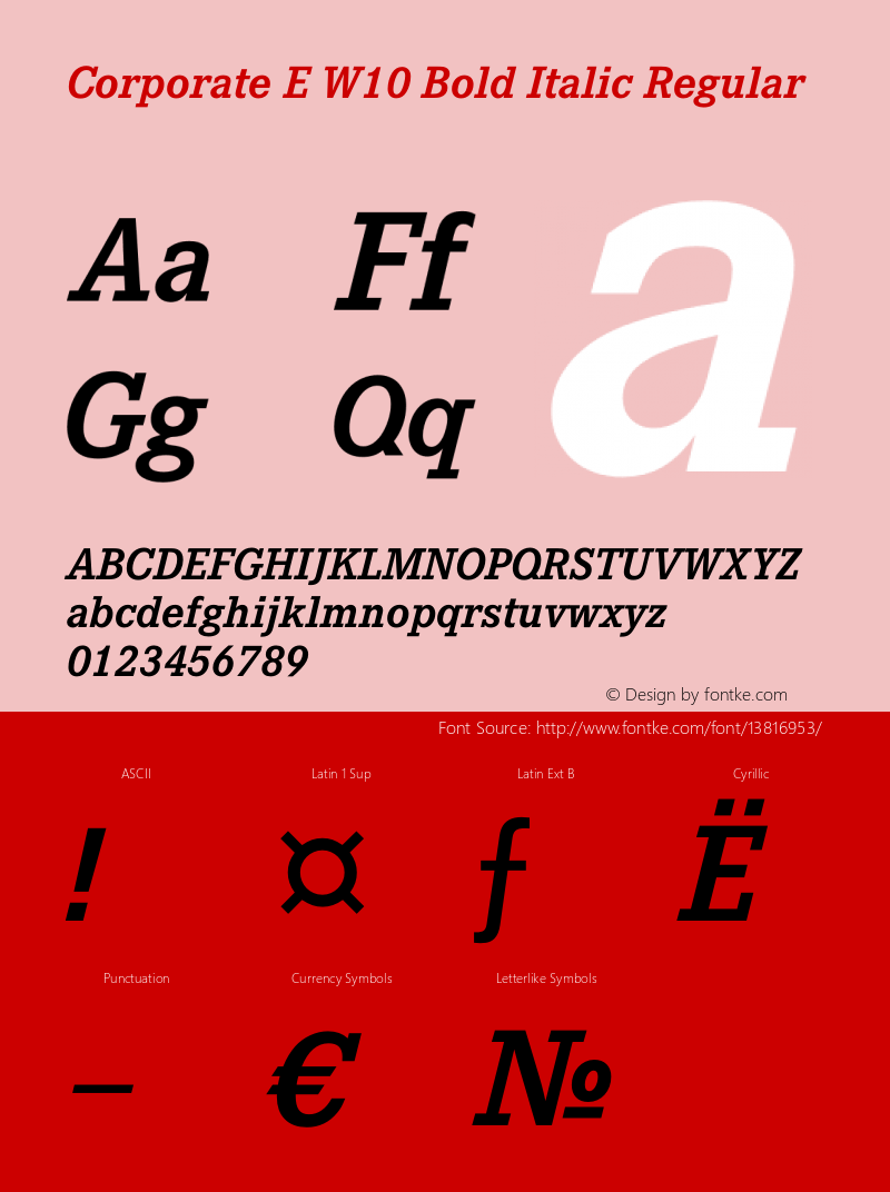 Corporate E W10 Bold Italic Regular Version 1.00 Font Sample