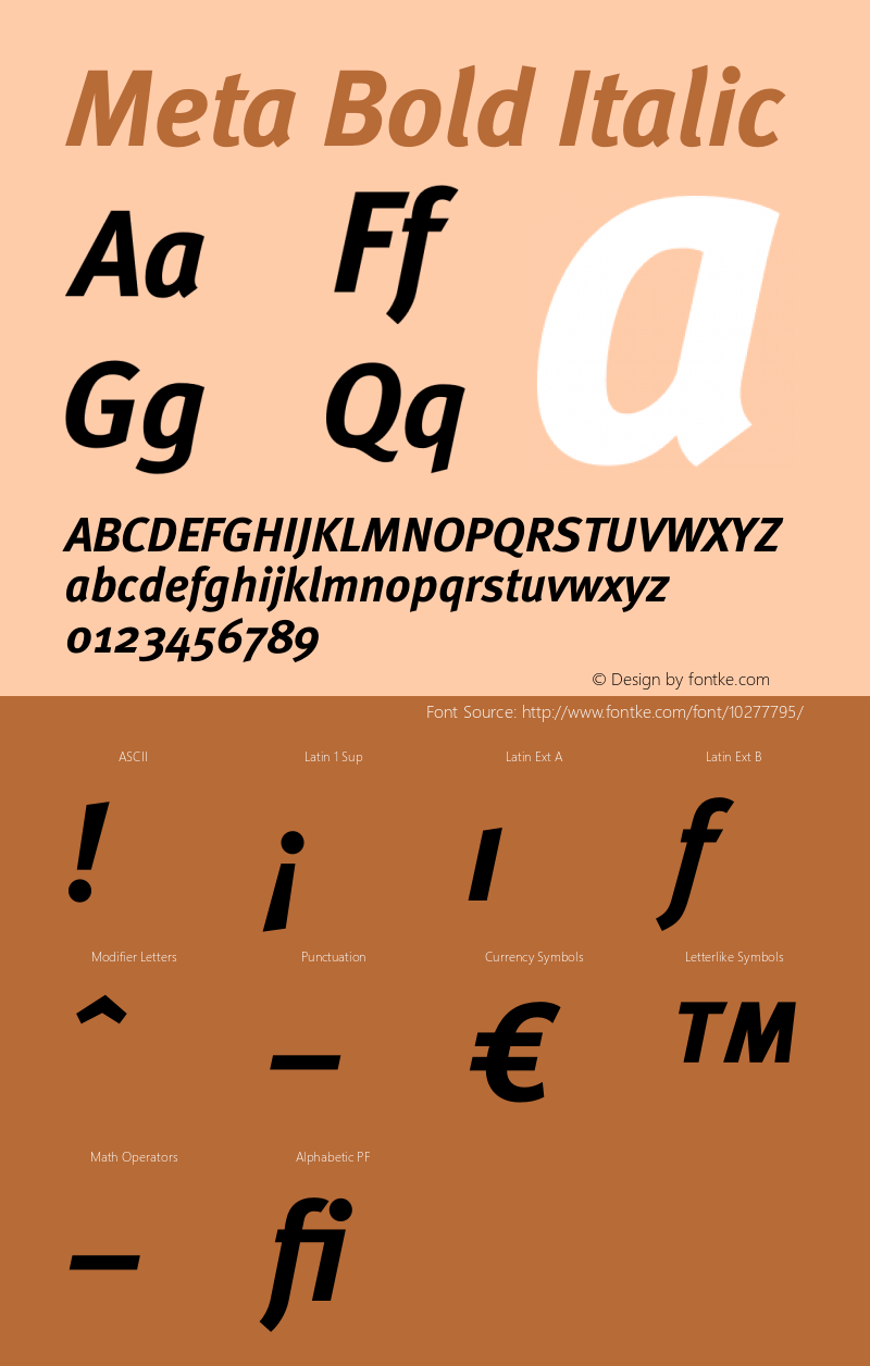 Meta Bold Italic 004.301 Font Sample