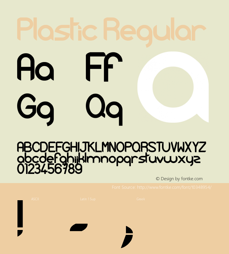 Plastic Regular Version 1.00 November 28, 2008, initial release Font Sample