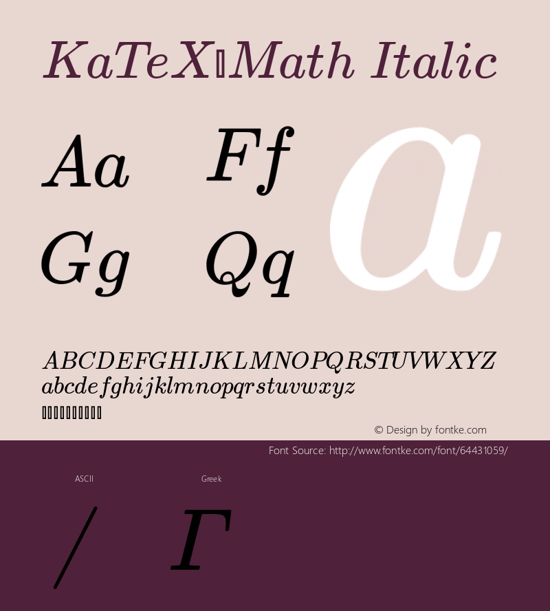 KaTeX_Math-Italic Version 1.1; ttfautohint (v1.3) Font Sample