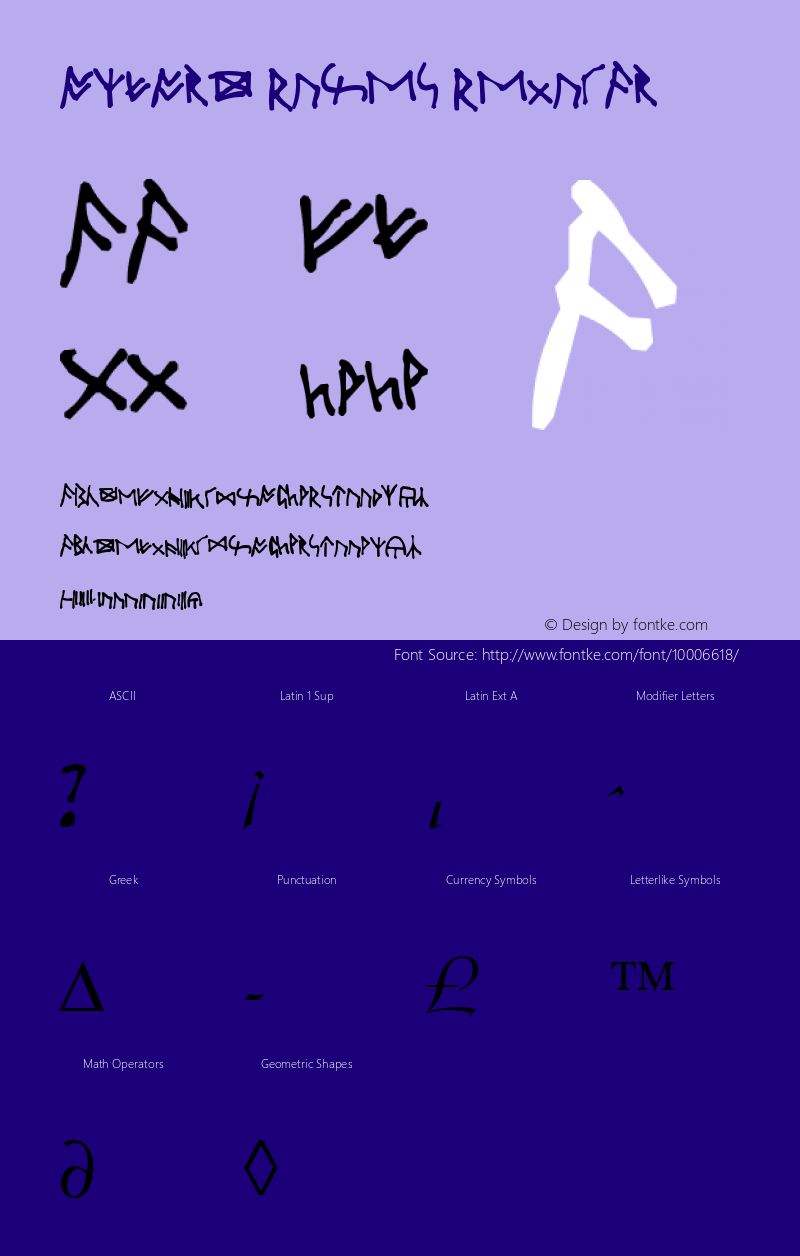 Oxford Runes Regular Macromedia Fontographer 4.01 Font Sample