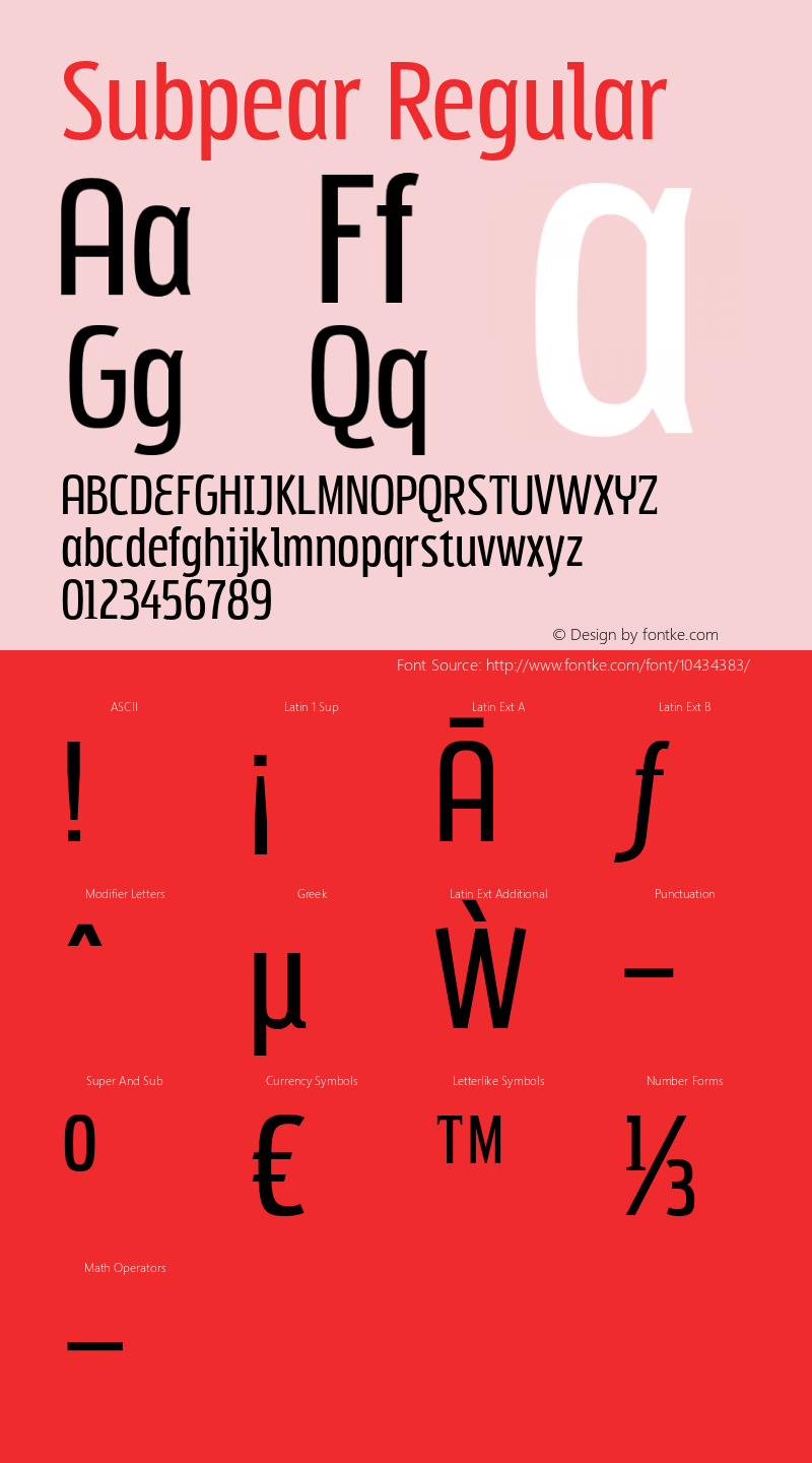 Subpear Regular Version 4.000 Font Sample