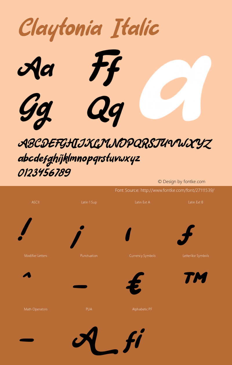 Claytonia-Italic Version 1.000 Font Sample