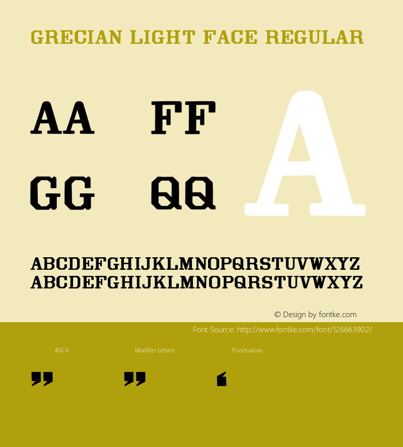 GrecianLightFace-Regular 1.000 Font Sample