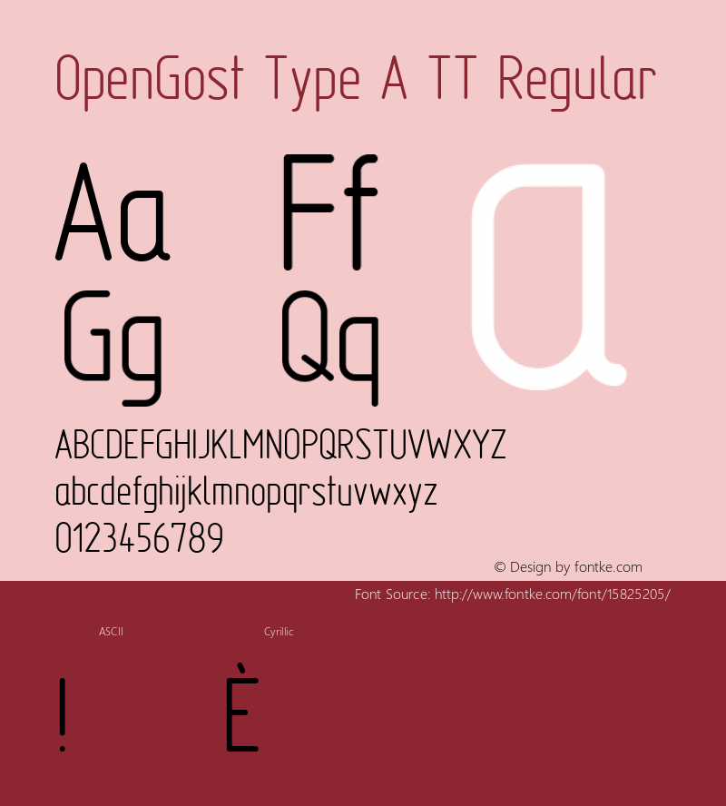 OpenGost Type A TT Regular Version 0.3 ; ttfautohint (v1.4.1) Font Sample