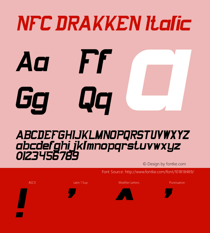 NFCDRAKKEN-Italic Version 1.000 Font Sample
