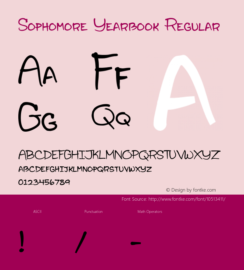 Sophomore Yearbook Regular Version 1.000 Font Sample