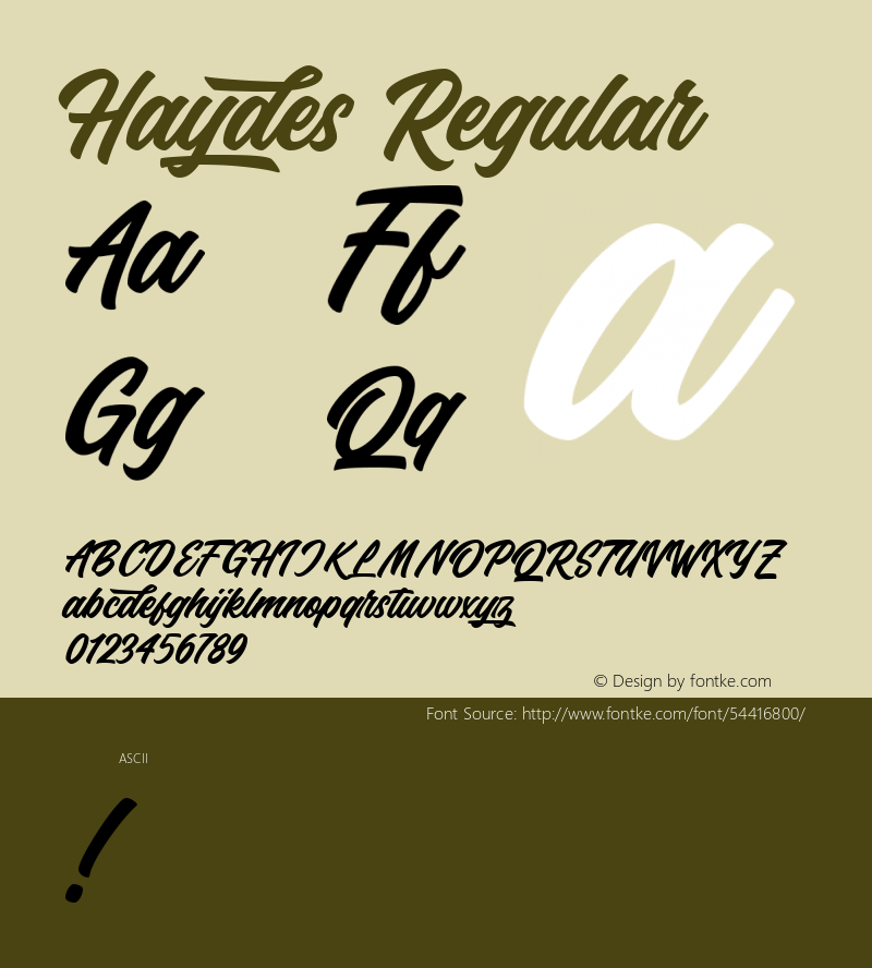 Haydes Version 1.000 Font Sample