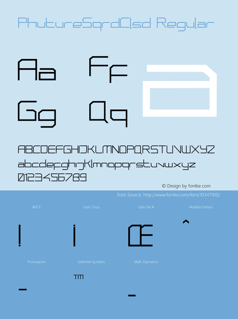 PhutureSqrdClsd Regular 001.000 Font Sample