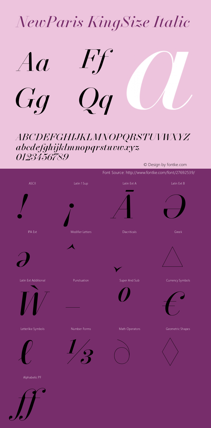 NewParis KingSize Italic Version 2.001 Font Sample