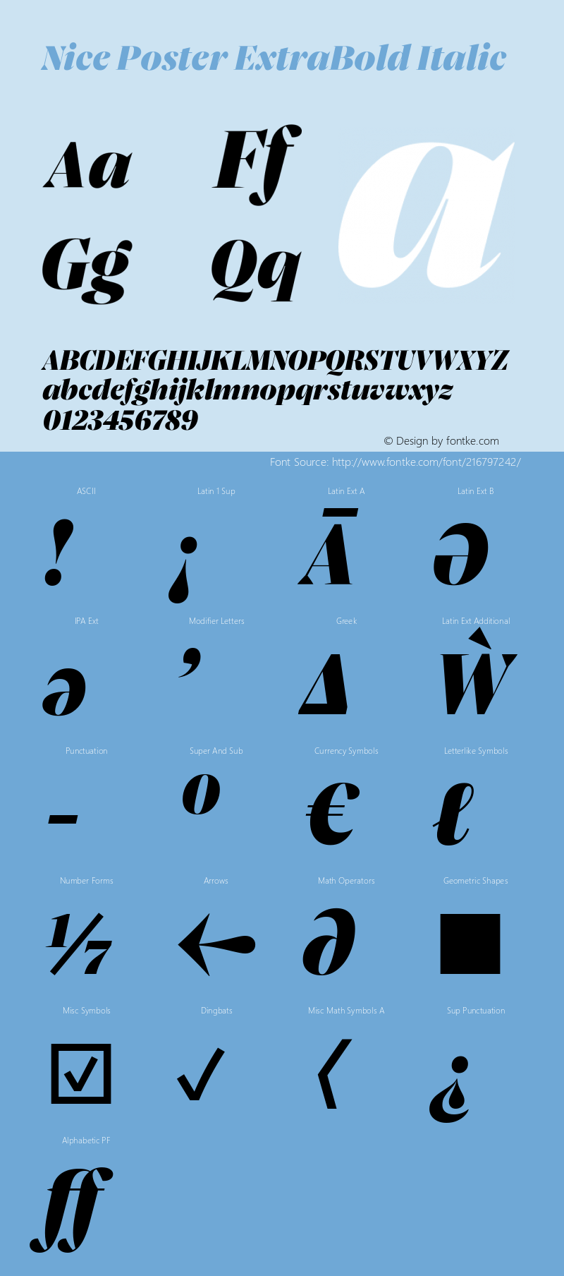 Nice Poster XBold Italic Version 1.000 | web-ttf图片样张