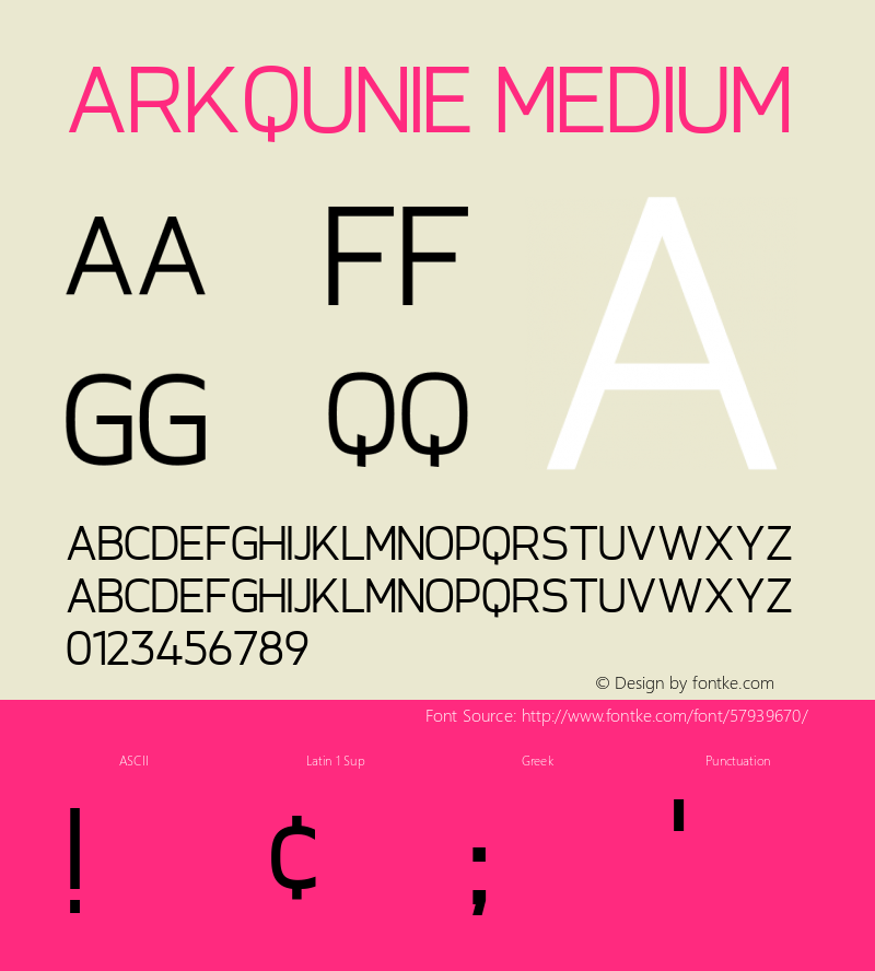Arkqunie Medium Version 1.00;March 6, 2020;FontCreator 11.5.0.2422 64-bit Font Sample