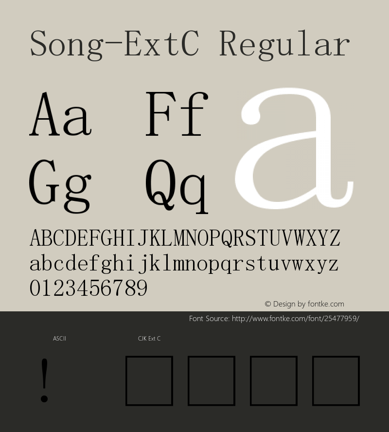 Song-ExtC Version 1.00 March 26, 2018, initial release Font Sample