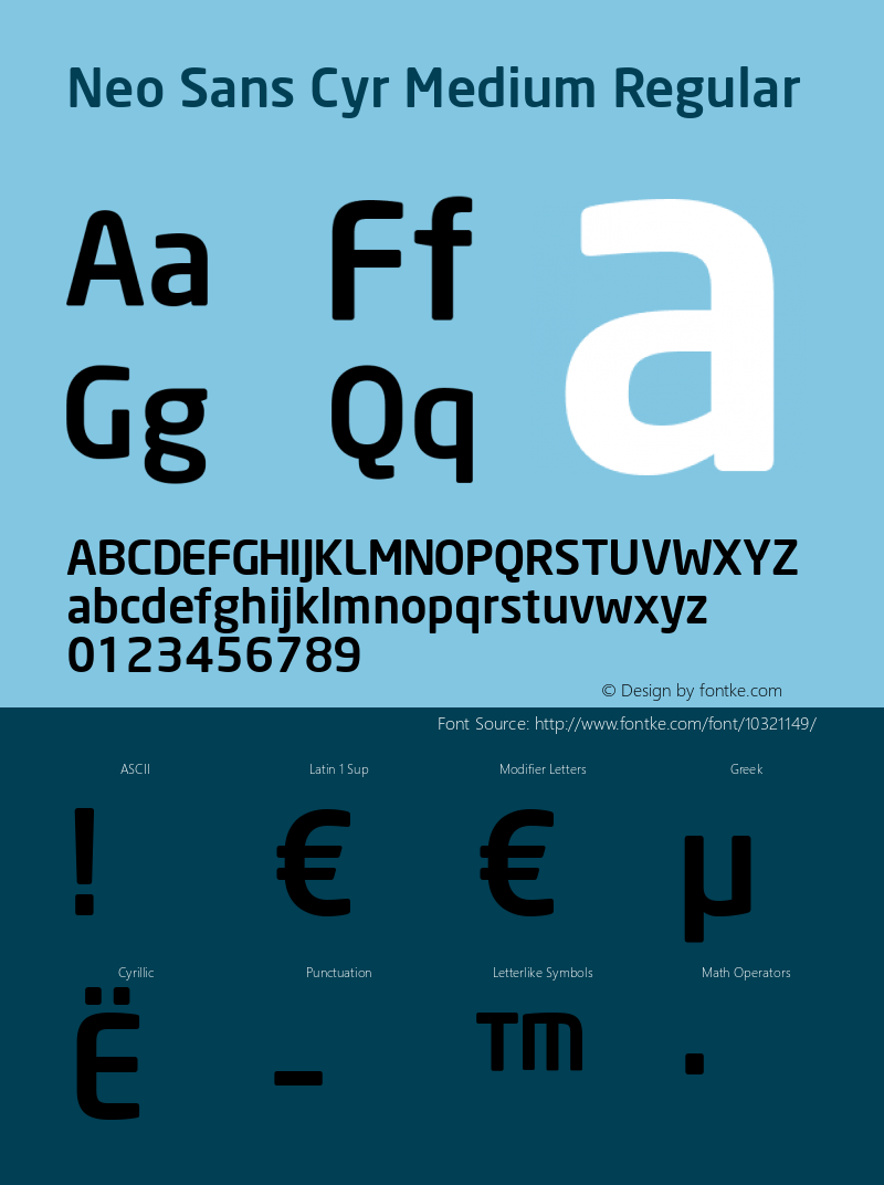 Neo Sans Cyr Medium Regular Version 1.00 Font Sample