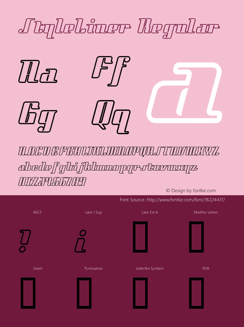 StyleLiner Regular Macromedia Fontographer 4.1.5 16/09/02 Font Sample