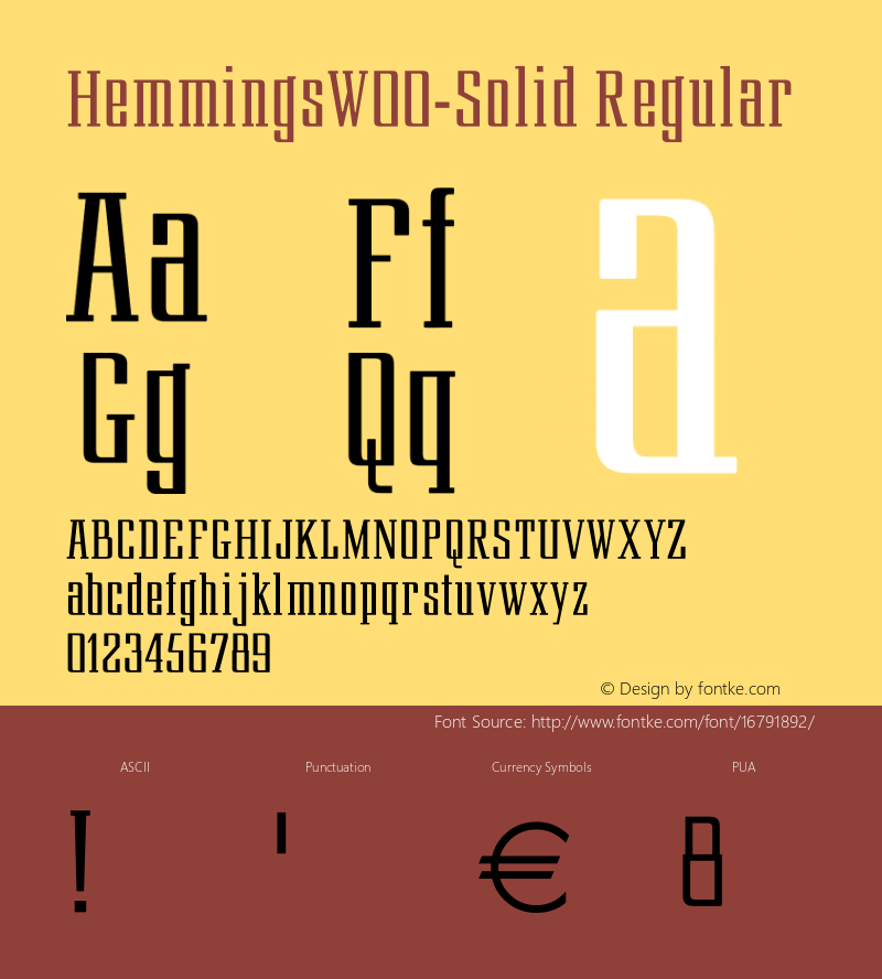 HemmingsW00-Solid Regular Version 1.00 Font Sample